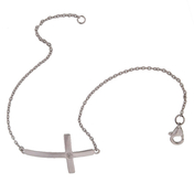 Sterling Silver Sideways Cross with one 0.01 White Diamond Bracelet: 6SS-01169