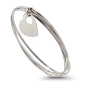 Triple the fun with triple the bangle in sterling silver and a small heart charm: 6SS-0523