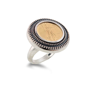 Sterling Silver and 1/10 oz 22KT Gold Eagle Coin Ring: 7SSC-272