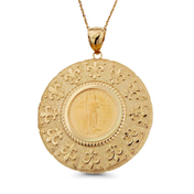 1/10oz 22KT Gold American Eagle Coin in 14KT in Fleur de Lis Embossed Pendant
