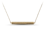 14KT Gold Bar Necklace, trendy, delicate, diamond cut accent: 6AN-2177