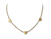 14KT Gold 3 high polish hear necklace, delicate, simple, closet, everyday: 6AN-2187