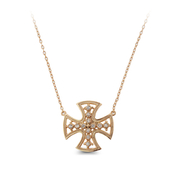 14KT Gold over Sterling Silver cross with White Topaz: 6GPN-0545