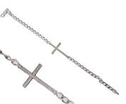 Diamonds girl's best friend with this Sterling Silver 0.16 CT Sideways Cross Bracelet: 6SS-010440