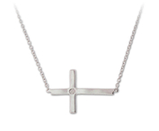 Simple sparkle with this Sterling Silver 0.01 CT Diamond Sideways Cross Necklace: 6SSN-0656